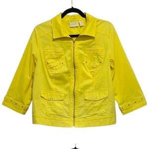 Chico's Yellow Jacket Coat with Collared Neckline‎ and 3/4 Sleeves Size 2